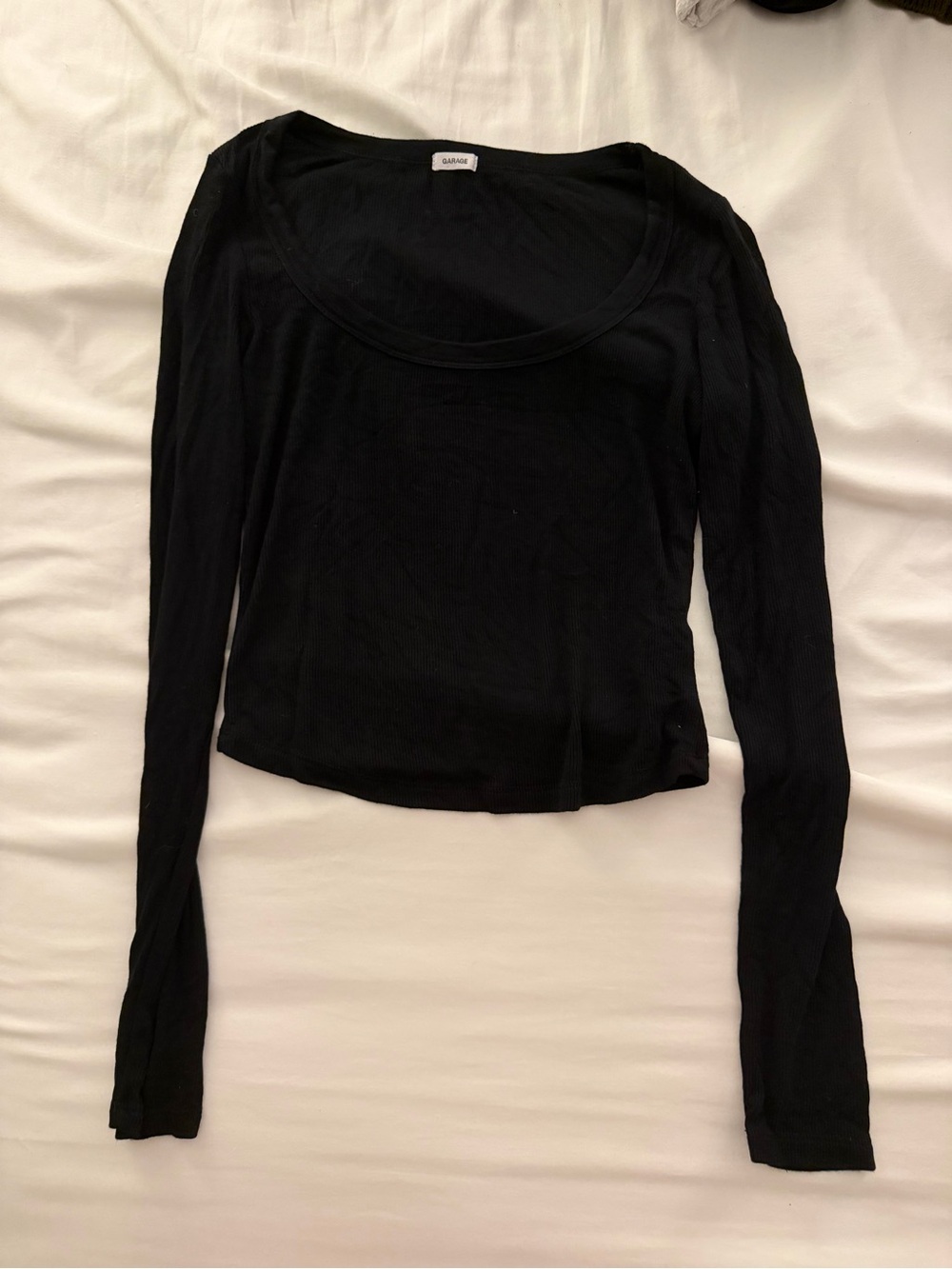 Garage Black Long Sleeve Scoop Neck Top